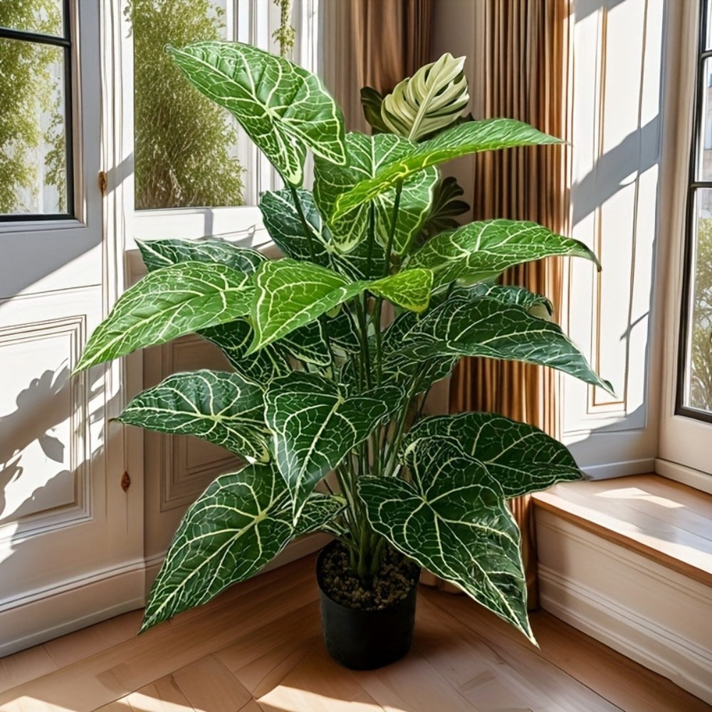 1PC 24 Leaves Artificial Green - Monstera Adansonii ulasan dan harga